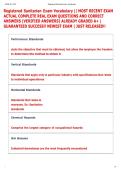 Registered Sanitarian Exam Vocabulary &vert;&vert; MOST RECENT EXAM  ACTUAL COMPLETE REAL EXAM QUESTIONS AND CORRECT  ANSWERS &lpar;VERIFIED ANSWERS&rpar; ALREADY GRADED A&plus; &vert;  GUARANTEED SUCCESS&excl;&excl; NEWEST EXAM &vert; JUST RELEASED&excl;&excl;  