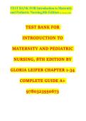 Introduction to Maternity and Pediatric Nursing 8th Edition Gloria Leifer Test Bank Complete Exam Prep Resource 2025&sol; 2026