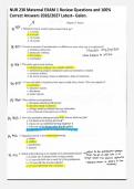 NUR 230 Maternal Exam 1 Review Questions and 100&percnt; Correct Answers 2026&sol;2027 Latest&ndash; Galen&period;