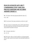 RELIAS RN ADVANCED MATH ABILITY COMPREHENSIVE STUDY GUIDE 2026 PRACTICE QUESTIONS AND ACCURATE ANSWERS GRADED A&plus;
