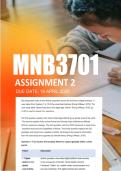MNB3701 Assignment 2 Semester 1 ANSWERS 2026 - Due 16 April 2026