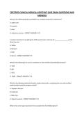 CERTIFIED CLINICAL MEDICAL ASSISTANT QUIZ EXAM QUESTIONS AND ANSWERS