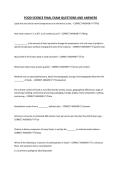 FOOD SCIENCE FINAL EXAM QUESTIONS AND ANSWERS