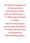 Test Bank Management 16th Edition By John Schermerhorn&comma; Daniel Bachrach 
