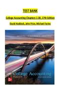 Full Test Bank for College Accounting &lpar;Chapters 1&ndash;30&rpar; &lpar;17th Edition&rpar; by David Haddock&comma; John Price&comma; and Michael Farina Complete Coverage Verified Question & Answer Sets Payroll &sol; Financial Statements &sol; Corporate Earnings &sol; Cost Accounting Updated 2026 Vers