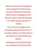 Solutions Manual with Test Bank Managerial Accounting Tools for Business Decision Making 7th Canadian Edition By Jerry Weygandt&comma; Paul Kimmel&comma; Ibrahim Aly
