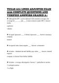 TEXAS ALL LINES ADJUSTER EXAM 2026 COMPLETE QUESTIONS AND VERIFIED ANSWERS GRADED A&plus;