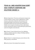 TEXAS ALL LINES ADJUSTER EXAM SCRIPT 2026 COMPLETE QUESTIONS AND SOLUTIONS GRADED A&plus;