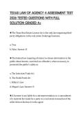 TEXAS LAW OF AGENCY 4 ASSESSMENT TEST 2026 TESTED QUESTIONS WITH FULL SOLUTION GRADED A&plus;