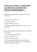 TEXAS LAW OF AGENCY 4 CERTIFICATION EVALUATION 2026 QUESTIONS WITH PRACTICE SOLUTION GRADED A&plus;