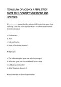 TEXAS LAW OF AGENCY 4 FINAL STUDY PAPER 2026 COMPLETE QUESTIONS AND ANSWERS
