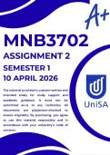 MNB3702 ASSIGNMENT  2 SEMESTER 1 2026 &ast;COMPLETE ANSWERS &ast; DUE DATE 10 APRIL 2026 &lpar;BEST ANSWERS FOR THIS ASSIGNMENT&rpar;