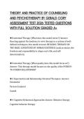 THEORY AND PRACTICE OF COUNSELING AND PSYCHOTHERAPY BY GERALD CORY ASSESSMENT TEST 2026 TESTED QUESTIONS WITH FULL SOLUTION GRADED A&plus;