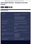 Adult health CJE Exam &ndash; Questions & Accurate Answers