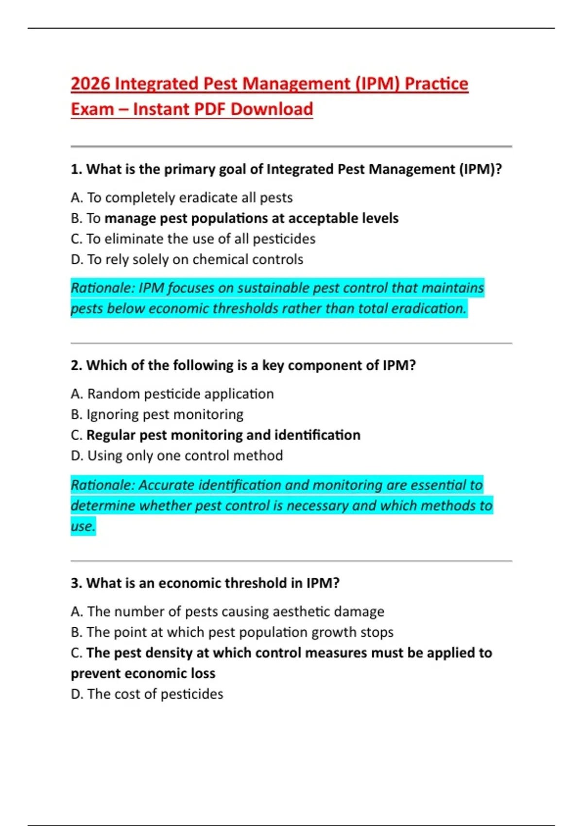 2026 Integrated Pest Management (IPM) Practice Exam – Instant PDF ...