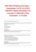 SFSU BIO 230 Human Physiology &mdash; Examination 2 ACTUAL EXAM 2026&sol;2027 &vert; Human Physiology Core Concepts &vert; Verified Q&A &vert; Pass Guaranteed - A&plus; Graded