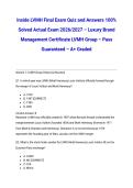 Inside LVMH Final Exam Quiz and Answers 100&percnt; Solved Actual Exam 2026&sol;2027 &ndash; Luxury Brand Management Certificate LVMH Group &ndash; Pass Guaranteed &ndash; A&plus; Graded