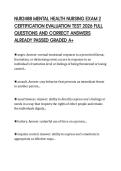 NUR2488 MENTAL HEALTH NURSING EXAM 2 CERTIFICATION EVALUATION TEST 2026 FULL QUESTIONS AND CORRECT ANSWERS ALREADY PASSED GRADED A&plus;