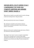 NUR2488 MENTAL HEALTH NURSING EXAM 2 COMPREHENSIVE TEST PAPER 2026 COMPLETE QUESTIONS AND ANSWERS EXPERT VERIFIED GRADED A&plus;