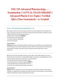 NSG 533 Advanced Pharmacology &mdash; Examination 3 ACTUAL EXAM 2026&sol;2027 &vert; Advanced Pharm Core Topics &vert; Verified Q&A &vert; Pass Guaranteed - A&plus; Graded