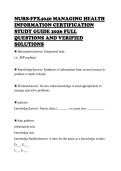 NURS-FPX4040 MANAGING HEALTH INFORMATION CERTIFICATION STUDY GUIDE 2026 FULL QUESTIONS AND VERIFIED SOLUTIONS