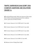 TRAFFIC SUPERVISOR EXAM SCRIPT 2026 COMPLETE QUESTIONS AND SOLUTIONS GRADED A&plus;