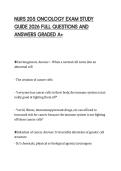 NURS 205 ONCOLOGY EXAM STUDY GUIDE 2026 FULL QUESTIONS AND ANSWERS GRADED A&plus;