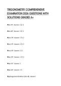TRIGONOMETRY COMPREHENSIVE EXAMINATION 2026 QUESTIONS WITH SOLUTIONS GRADED A&plus;
