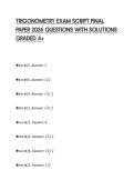 TRIGONOMETRY EXAM SCRIPT FINAL PAPER 2026 QUESTIONS WITH SOLUTIONS GRADED A&plus;