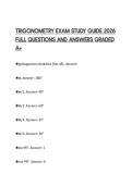 TRIGONOMETRY EXAM STUDY GUIDE 2026 FULL QUESTIONS AND ANSWERS GRADED A&plus;