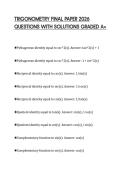 TRIGONOMETRY FINAL PAPER 2026 QUESTIONS WITH SOLUTIONS GRADED A&plus;