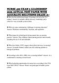 NURSE 420 EXAM 3 LEADERSHIP 2026 ACTUAL TEST PAPER WITH ACCURATE SOLUTIONS GRADE A&plus; 