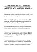 TX ADJUSTER ACTUAL TEST PAPER 2026 QUESTIONS WITH SOLUTIONS GRADED A&plus;