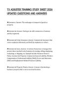 TX ADJUSTER TRAINING STUDY SHEET 2026 UPDATED QUESTIONS AND ANSWERS