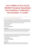 ANCC PMHNP ACTUAL EXAM 2026&sol;2028 &vert; Psychiatric Mental Health Nurse Practitioner &vert; Verified Q&A &vert; Pass Guaranteed - A&plus; Graded