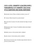 OCR A LEVEL CHEMISTRY B &lpar;SALTERS&rpar; PAPER 1 FUNDAMENTALS OF CHEMISTRY 2026 EXAMSTYLE QUESTIONS AND MODEL RESPONSES