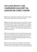 OCR A-LEVEL BIOLOGY A 2026 COMPREHENSIVE EXAM SCRIPT FULL QUESTIONS AND CORRECT ANSWERS