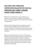 UHC ETHICS AND COMPLIANCE CERTIFICATION EVALUATION TEST 2026 FULL QUESTIONS AND CORRECT ANSWERS ALREADY PASSED GRADED A&plus;