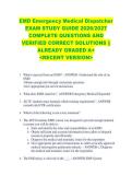 EMD Emergency Medical Dispatcher  EXAM STUDY GUIDE 2026&sol;2027  COMPLETE QUESTIONS AND  VERIFIED CORRECT SOLUTIONS &vert;&vert;  ALREADY GRADED A&plus;  <RECENT VERSION> 