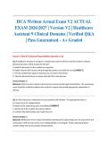 HCA Written Actual Exam V2 ACTUAL EXAM 2026&sol;2027 &vert; Version V2 &vert; Healthcare Assistant 9 Clinical Domains &vert; Verified Q&A &vert; Pass Guaranteed - A&plus; Graded