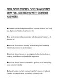 OCR GCSE PSYCHOLOGY EXAM SCRIPT 2026 FULL QUESTIONS WITH CORRECT ANSWERS