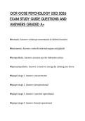 OCR GCSE PSYCHOLOGY J203 2026 EXAM STUDY GUIDE QUESTIONS AND ANSWERS GRADED A&plus;