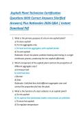 Asphalt Plant Technician Certification Exam Questions With Correct Answers &lpar;Verified Answers&rpar; Plus Detailed Rationales 2026 Q&A &vert; Instant Download PDF Study Guide & Practice Test Preparation