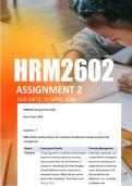 HRM2602 Assignment 2 Semester 1 2026 - Due 10 April 2026