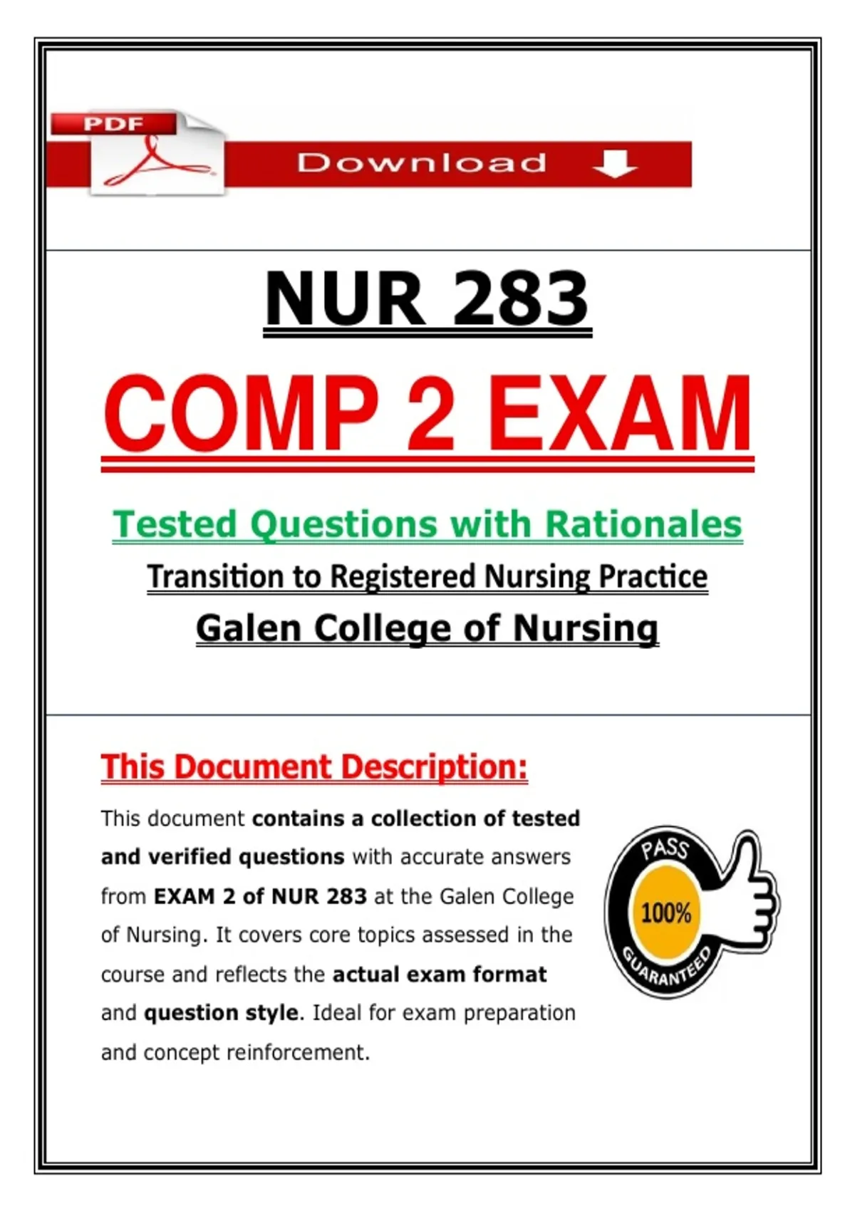 NUR 283 Comp 2 Exam Transition to RN Practice (2026/2027) PDF | Nursing ...