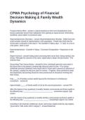 CPWA Psychology of Financial Decision Making & Family Wealth Dynamics&period; Questions and Answers 100&percnt; Correct
