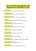 Drivers Education Exam Questions With  Insightful Answers 20252026 A&plus; Grade 