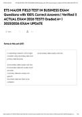 ETS MAJOR FIELD TEST IN BUSINESS EXAM Questions with 100&percnt; Correct Answers &vert; Verified &vert;&vert; ACTUAL EXAM 2026 TEST&excl;&excl; Graded A&plus; &vert; 2025&vert;2026 EXAM UPDATE