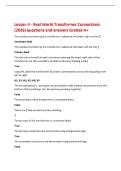 Lesson 4 - Real World Transformer Connections  &lpar;2026&rpar; questions and answers Graded A&plus; 