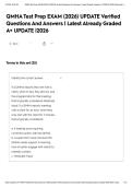 QMHA Test Prep EXAM &lpar;2026&rpar; UPDATE Verified Questions And Answers &vert; Latest Already Graded A&plus; UPDATE &vert;2026